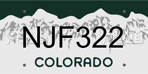 NJF322 Colorado License Plate