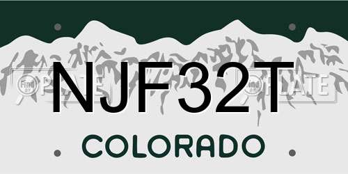 NJF32T Colorado License Plate