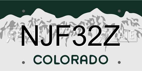 NJF32Z Colorado License Plate