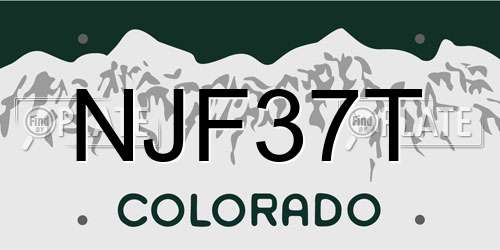 NJF37T Colorado License Plate