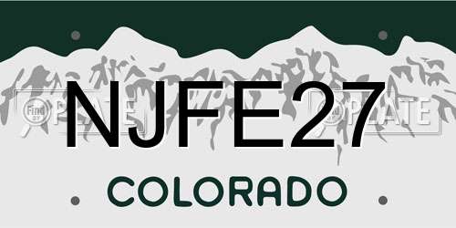 NJFE27 Colorado License Plate