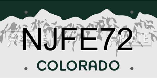 NJFE72 Colorado License Plate