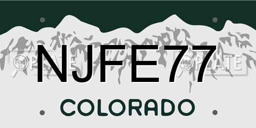 NJFE77 Colorado License Plate