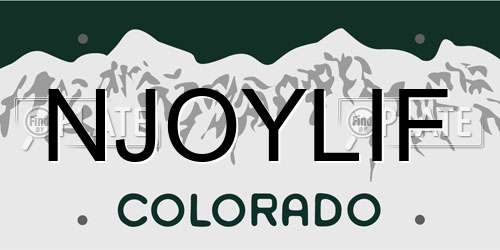 NJOYLIF Colorado License Plate