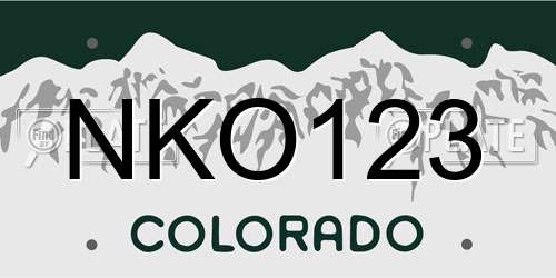 NKO123 Colorado License Plate