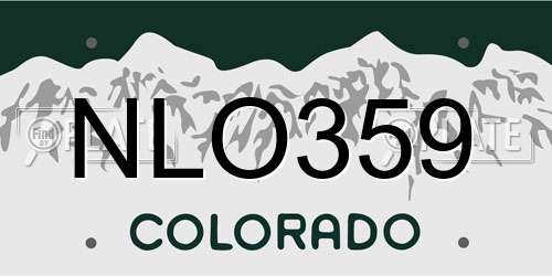 NLO359 Colorado License Plate