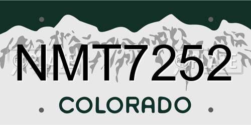 NMT7252 Colorado License Plate