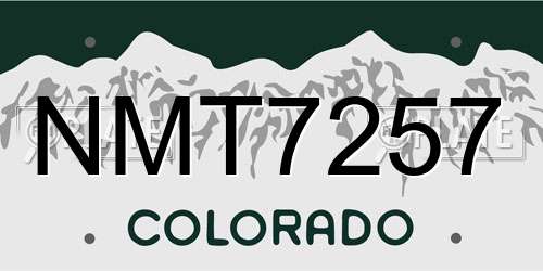 NMT7257 Colorado License Plate