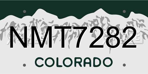 NMT7282 Colorado License Plate