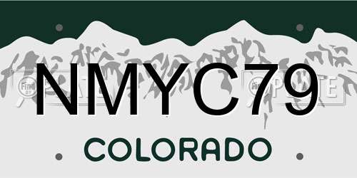 NMYC79 Colorado License Plate