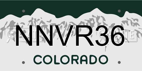 NNVR36 Colorado License Plate