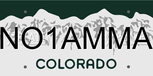 NO1AMMA Colorado License Plate