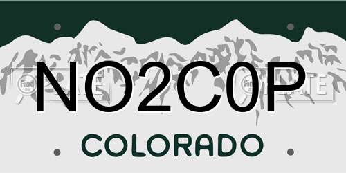 NO2C0P Colorado License Plate