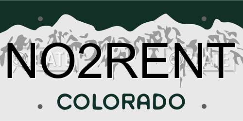 NO2RENT Colorado License Plate