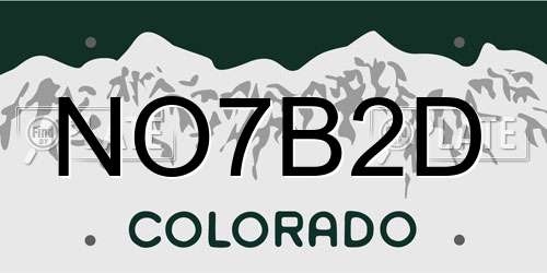 NO7B2D Colorado License Plate