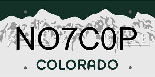 NO7C0P Colorado License Plate