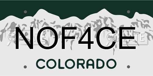 NOF4CE Colorado License Plate