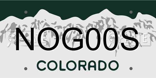 NOG00S Colorado License Plate