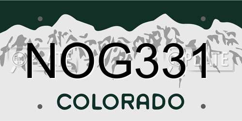 NOG331 Colorado License Plate