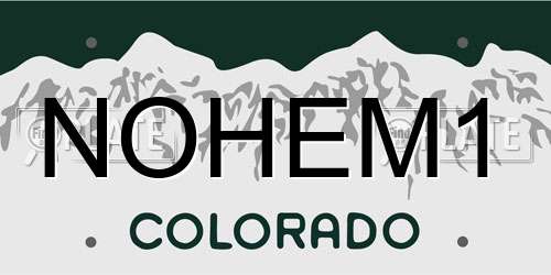 NOHEM1 Colorado License Plate