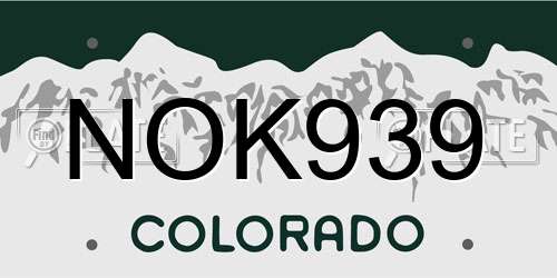 NOK939 Colorado License Plate