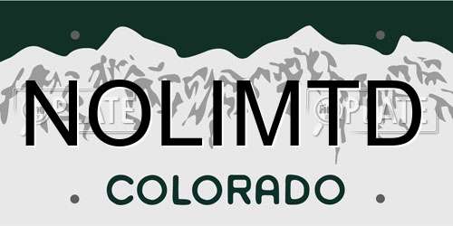 NOLIMTD Colorado License Plate