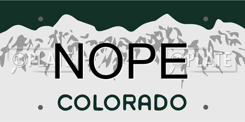 NOPE Colorado License Plate