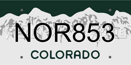 NOR853 Colorado License Plate