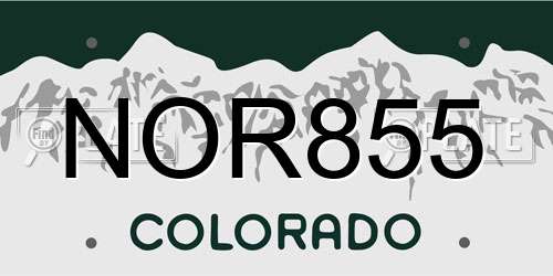 NOR855 Colorado License Plate