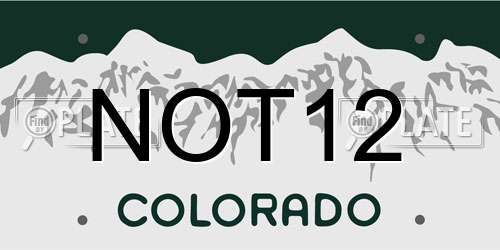 NOT12 Colorado License Plate