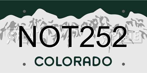 NOT252 Colorado License Plate