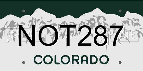 NOT287 Colorado License Plate