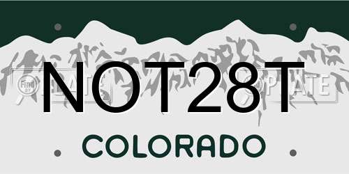 NOT28T Colorado License Plate