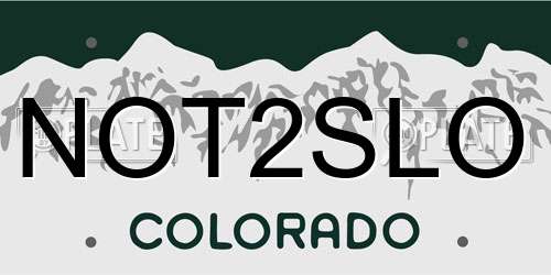 NOT2SLO Colorado License Plate