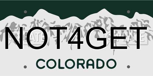 NOT4GET Colorado License Plate
