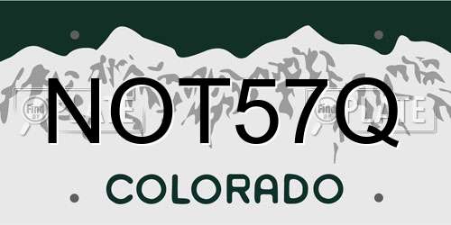 NOT57Q Colorado License Plate