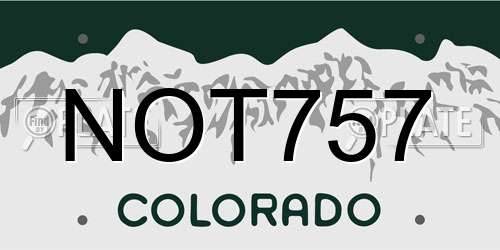 NOT757 Colorado License Plate