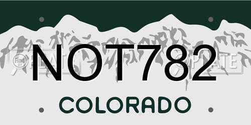NOT782 Colorado License Plate