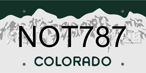 NOT787 Colorado License Plate