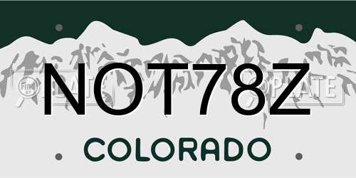 NOT78Z Colorado License Plate