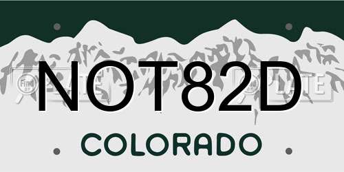 NOT82D Colorado License Plate