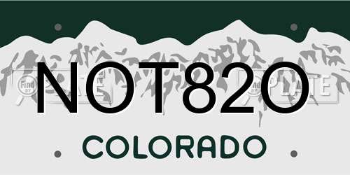 NOT82O Colorado License Plate