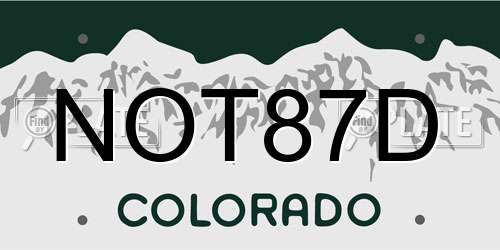 NOT87D Colorado License Plate
