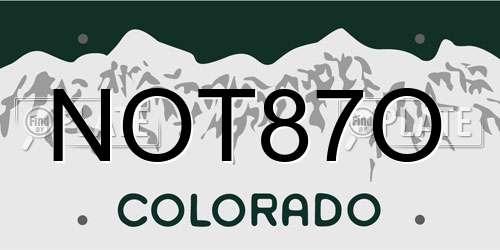 NOT87O Colorado License Plate
