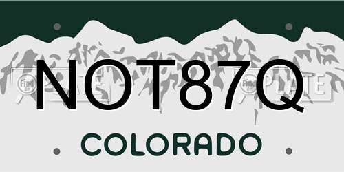 NOT87Q Colorado License Plate