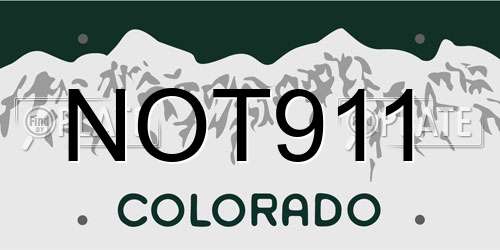 NOT911 Colorado License Plate
