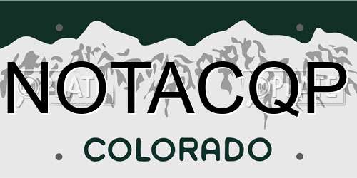 NOTACQP Colorado License Plate