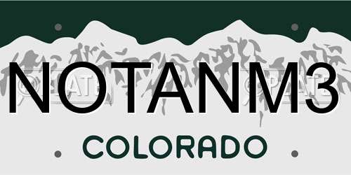 NOTANM3 Colorado License Plate