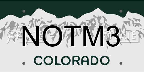 NOTM3 Colorado License Plate
