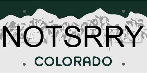 NOTSRRY Colorado License Plate